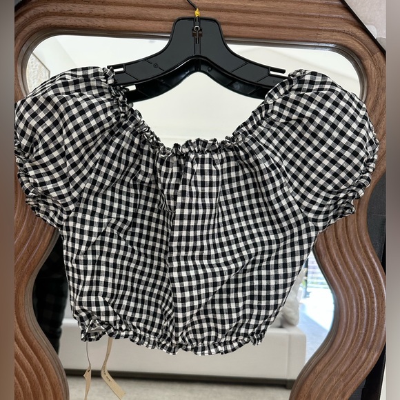 NEW REFORMATION linen gingham crop top - Picture 3 of 6
